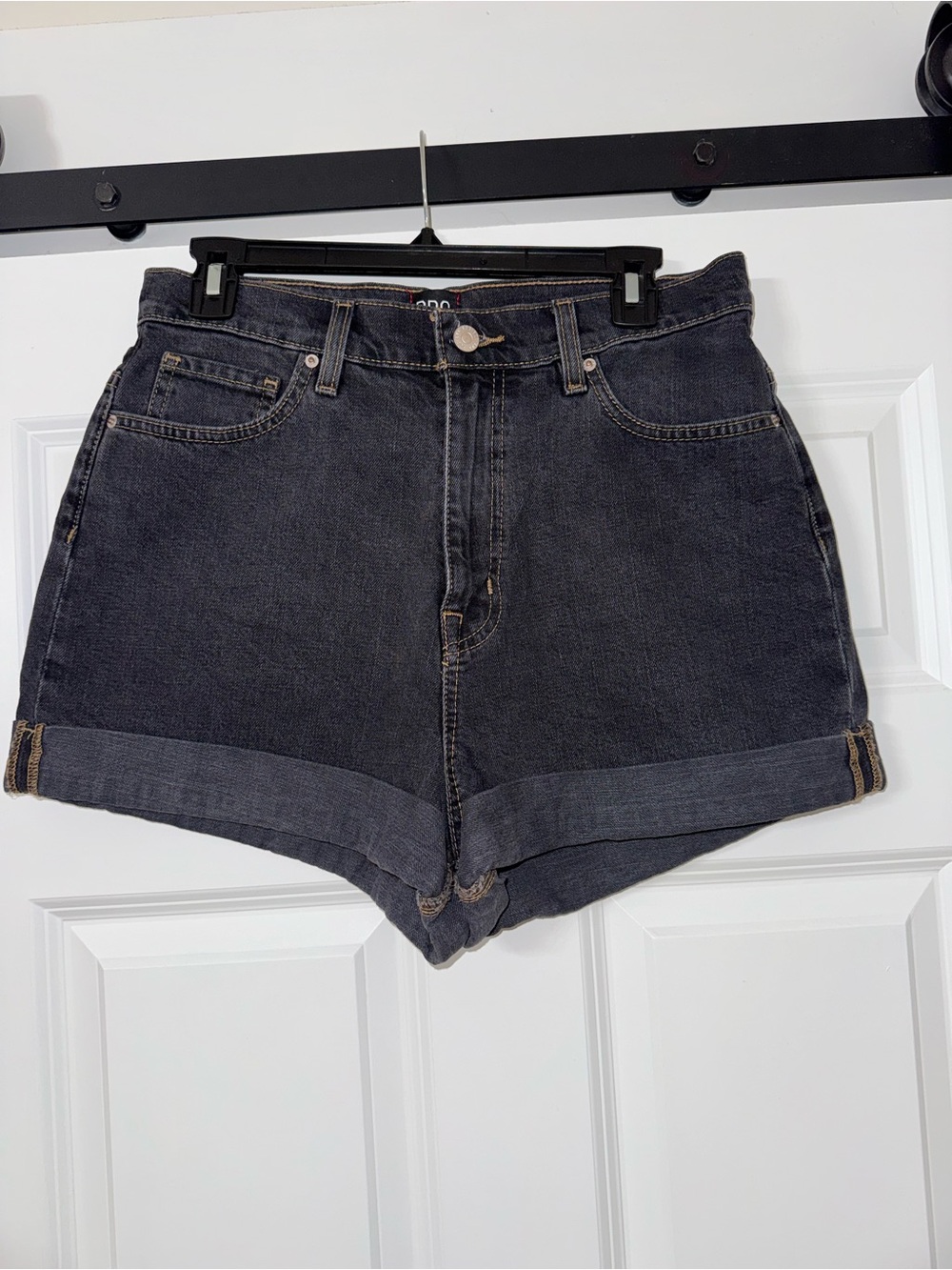 BDG Dark Gray High-Rise Rolled Hem Denim Shorts